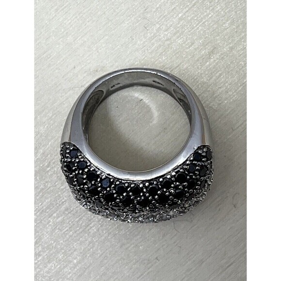 925 STERLING SILVER PAVÉ SET CZ DOUBLE BAND RING, SIZE 6.25 - Regency Mob Wife - Picture 7 of 13